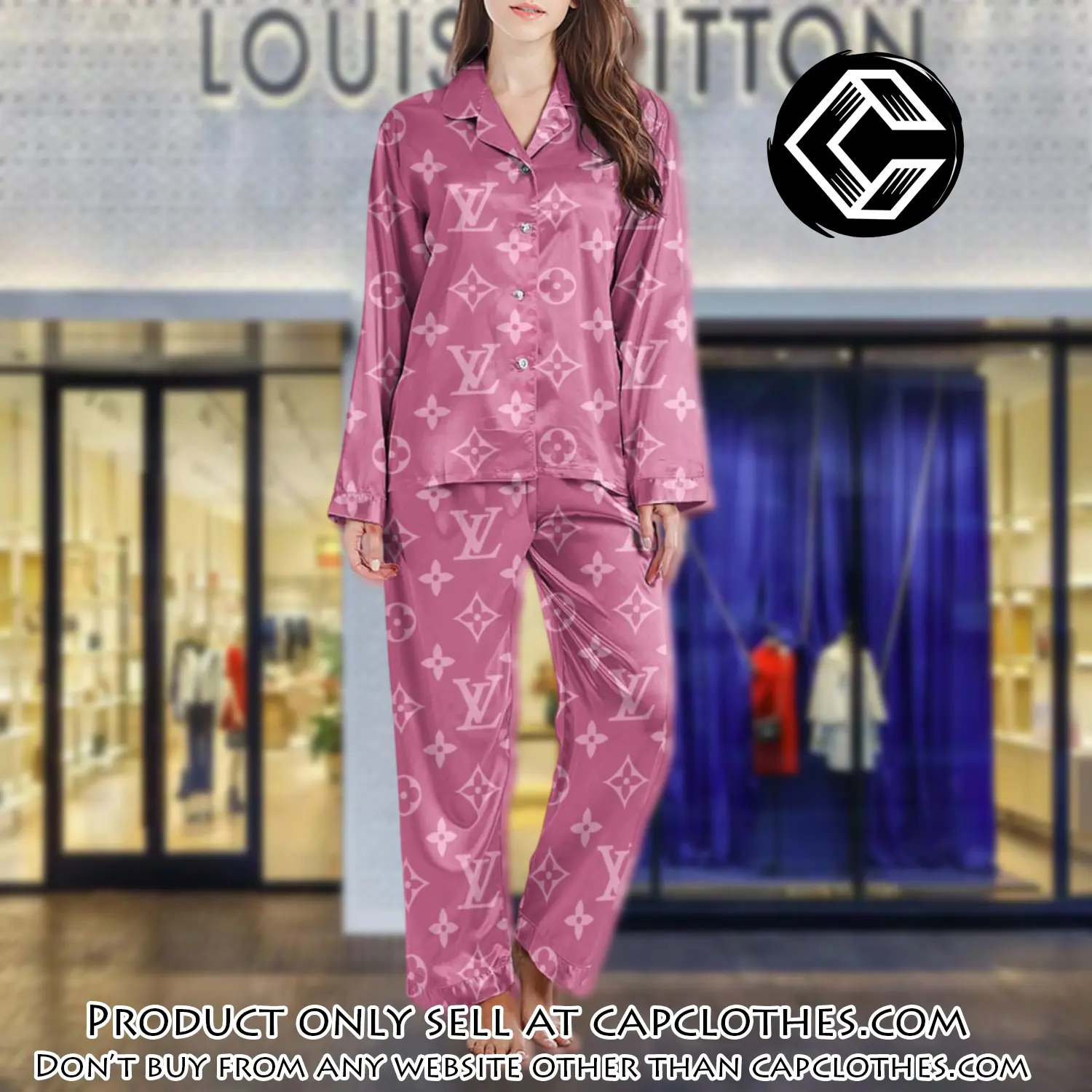 Lv monogram long satin pajama set pjs1014 cc1748115
